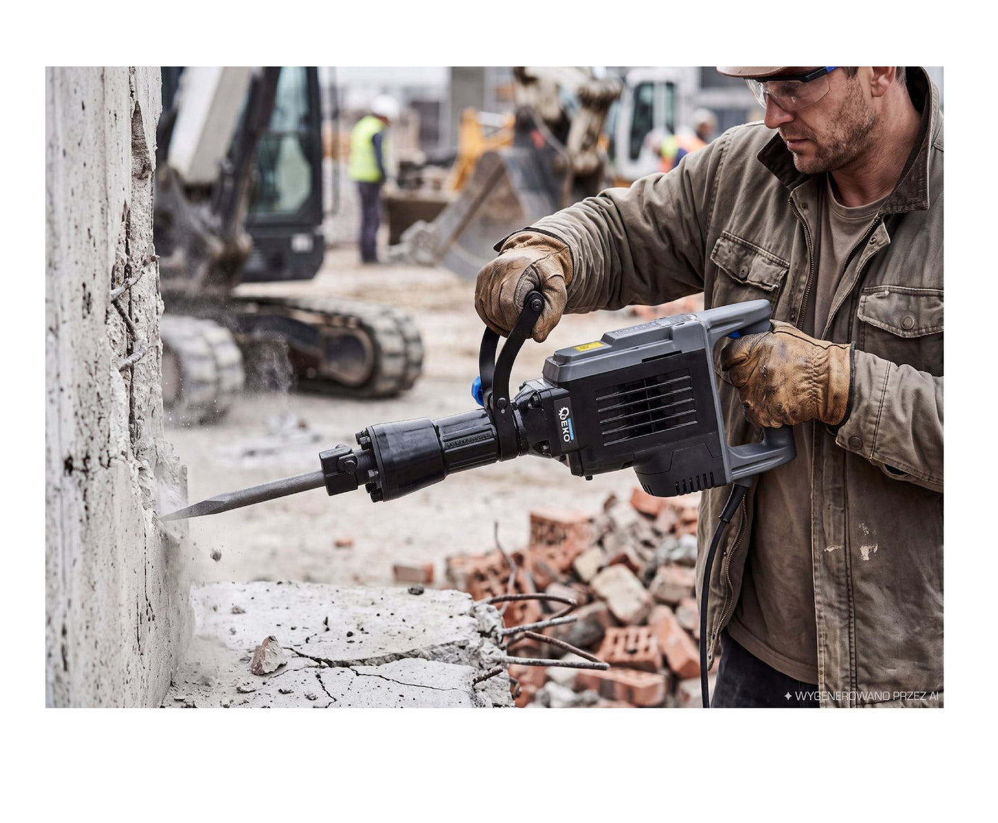 Ciocan demolator profesional,1700W, forta de impact 70J, prindere HEX 30 mm, cu dalta, spit si valiza de transport, Geko G80852