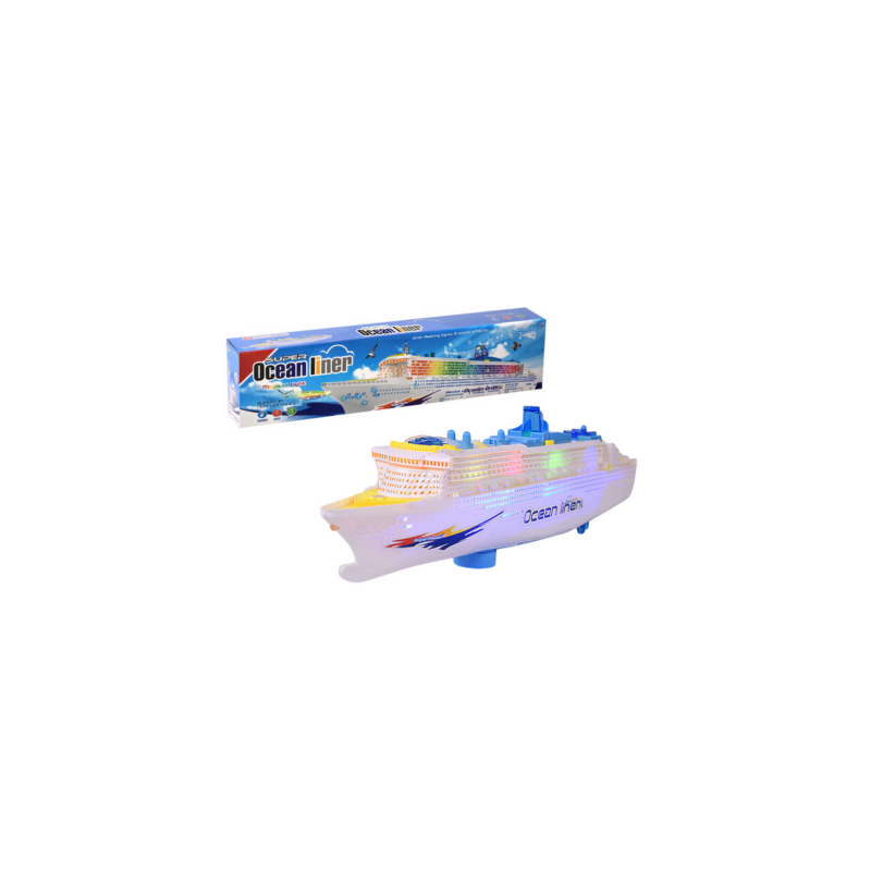 Vapor de croaziera interactiv cu lumini si sunete, 50 x 11 x 6 cm, alb, Lean 20483