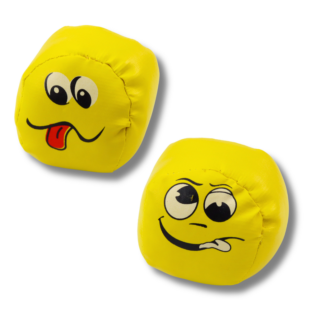 Set mingi sport moi, emoticoane galbene, 7 cm, 6 bucati, Lean 24350
