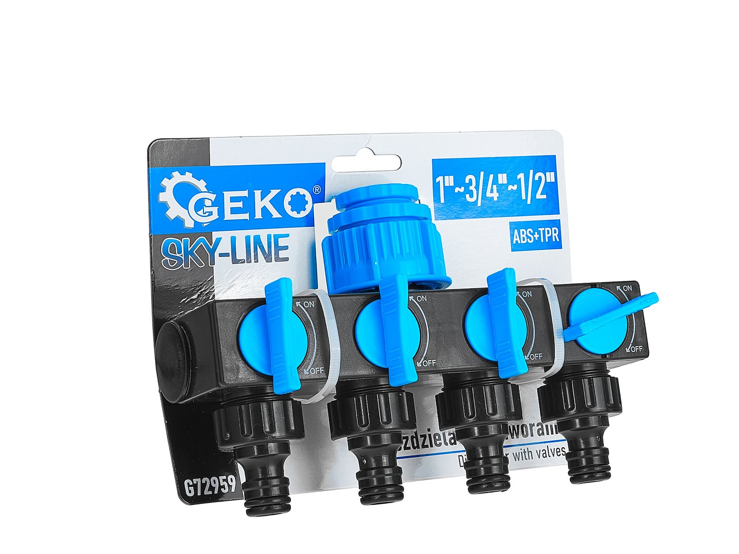 Cuplaj furtun cu 4 cai 3 / 4" cu reductie de 1 / 2" Sky-Line, Geko G72959