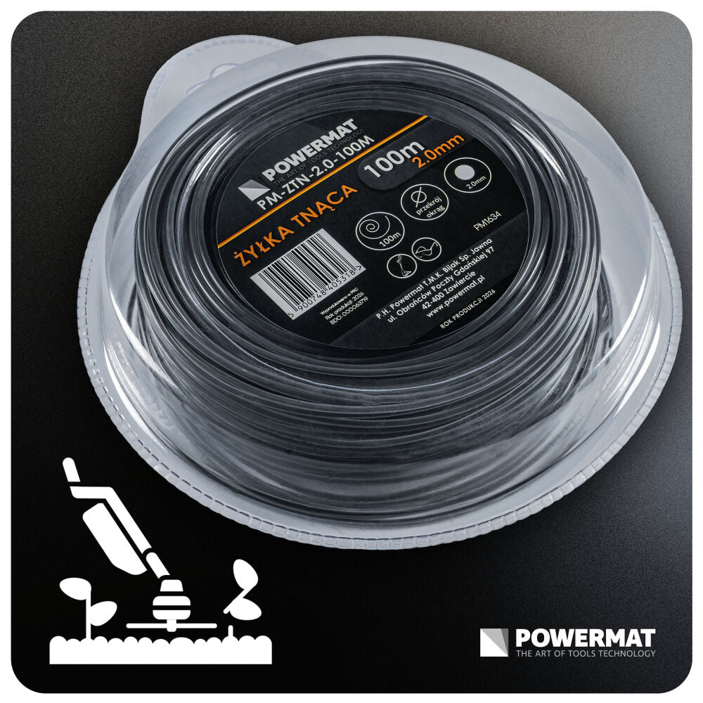 Fir rotund pentru motocoasa PM-ZTN-2.0-100M, 100 m, Powermat PM1634