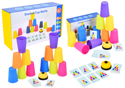 Joc de societate Stacked Cup Battle, set multicolor, Lean 20942