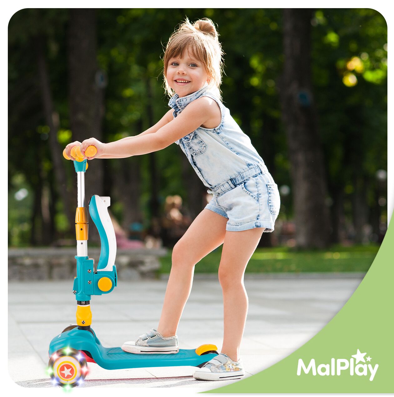 Trotineta pliabila cu 3 roti 3 in 1, albastru, MalPlay 112335