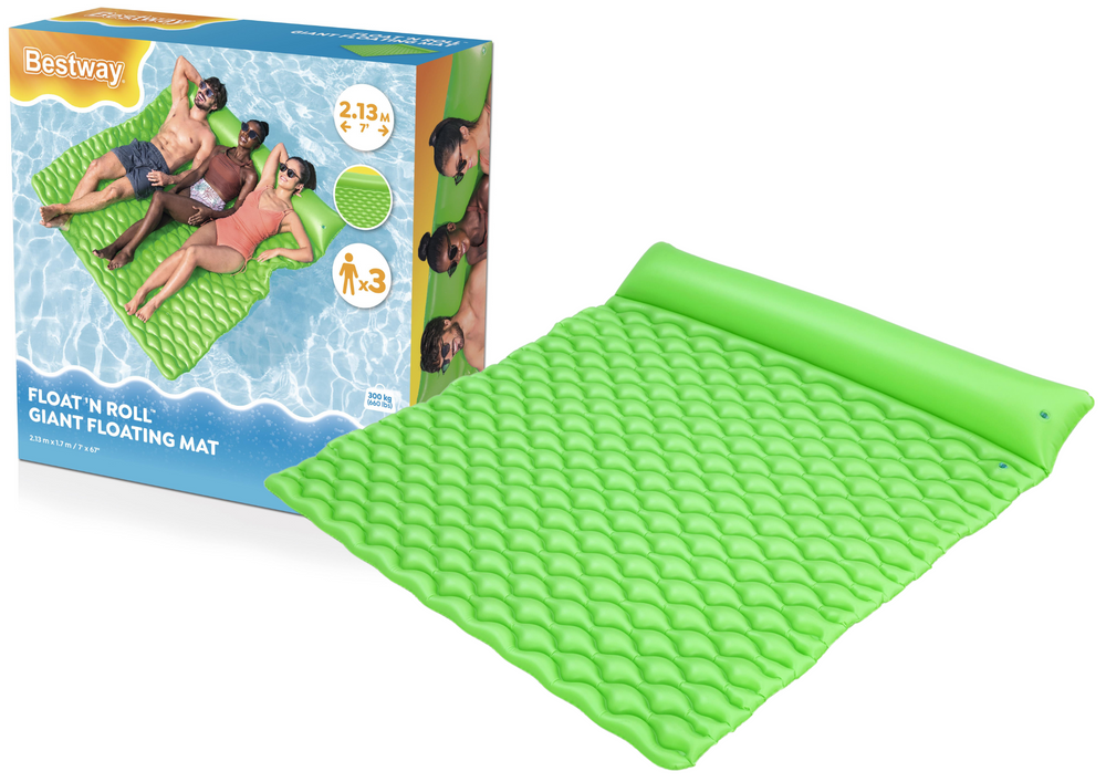 Saltea de plaja gonflabila, 213 x 170 x 21 cm, PVC, verde, Bestway 21675
