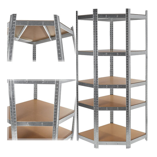 Raft de colt pentru depozitare, 180x40x70cm, capacitate maxima 175 kg, Geko G10875A