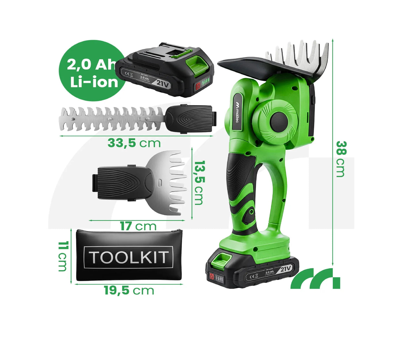 Foarfeca electrica pentru iarba si gard viu cu acumulator, 500 W, MalTec 113869