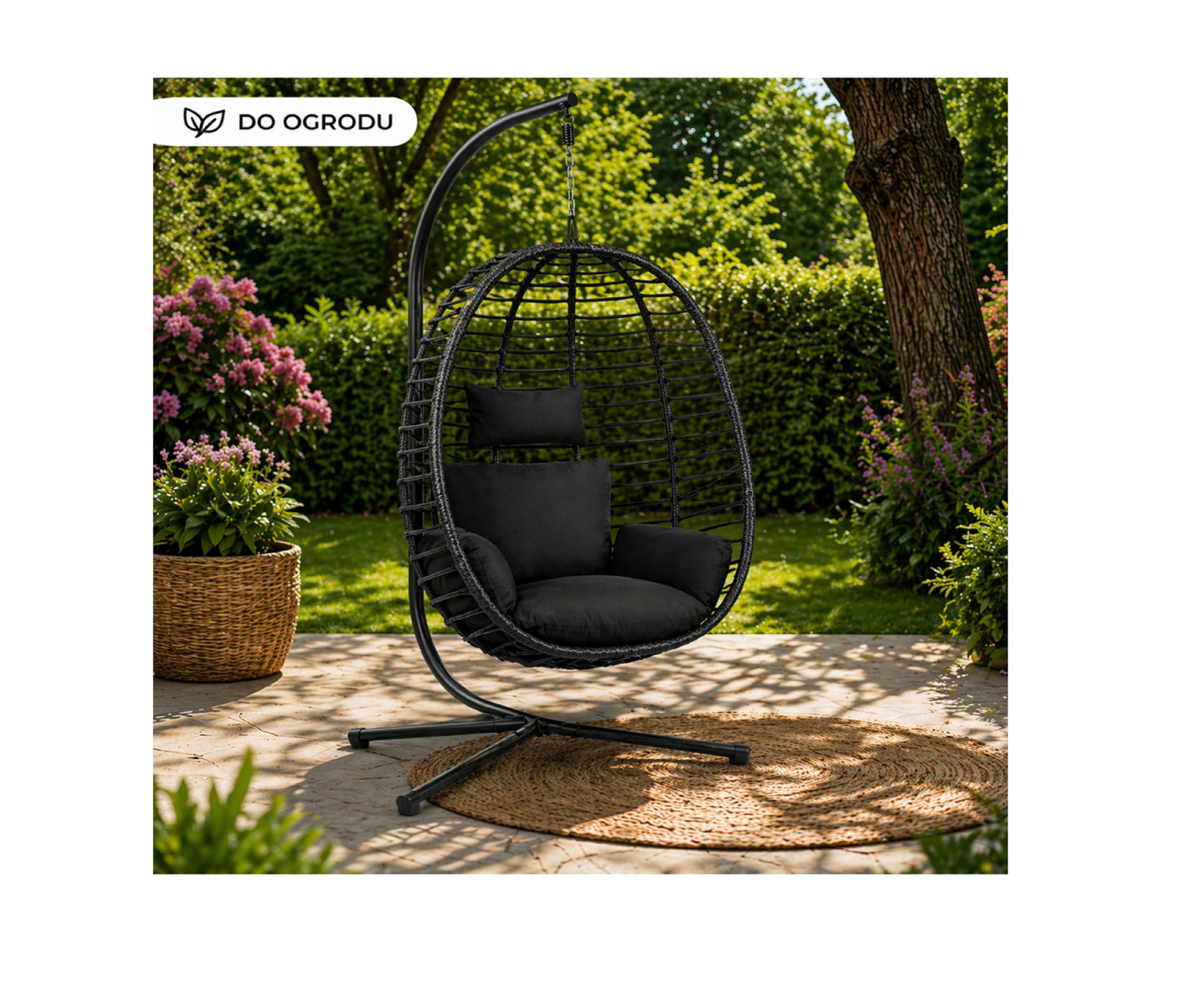 Balansoar suspendat de gradina Cocoon, negru, 194 cm, Lean 30646
