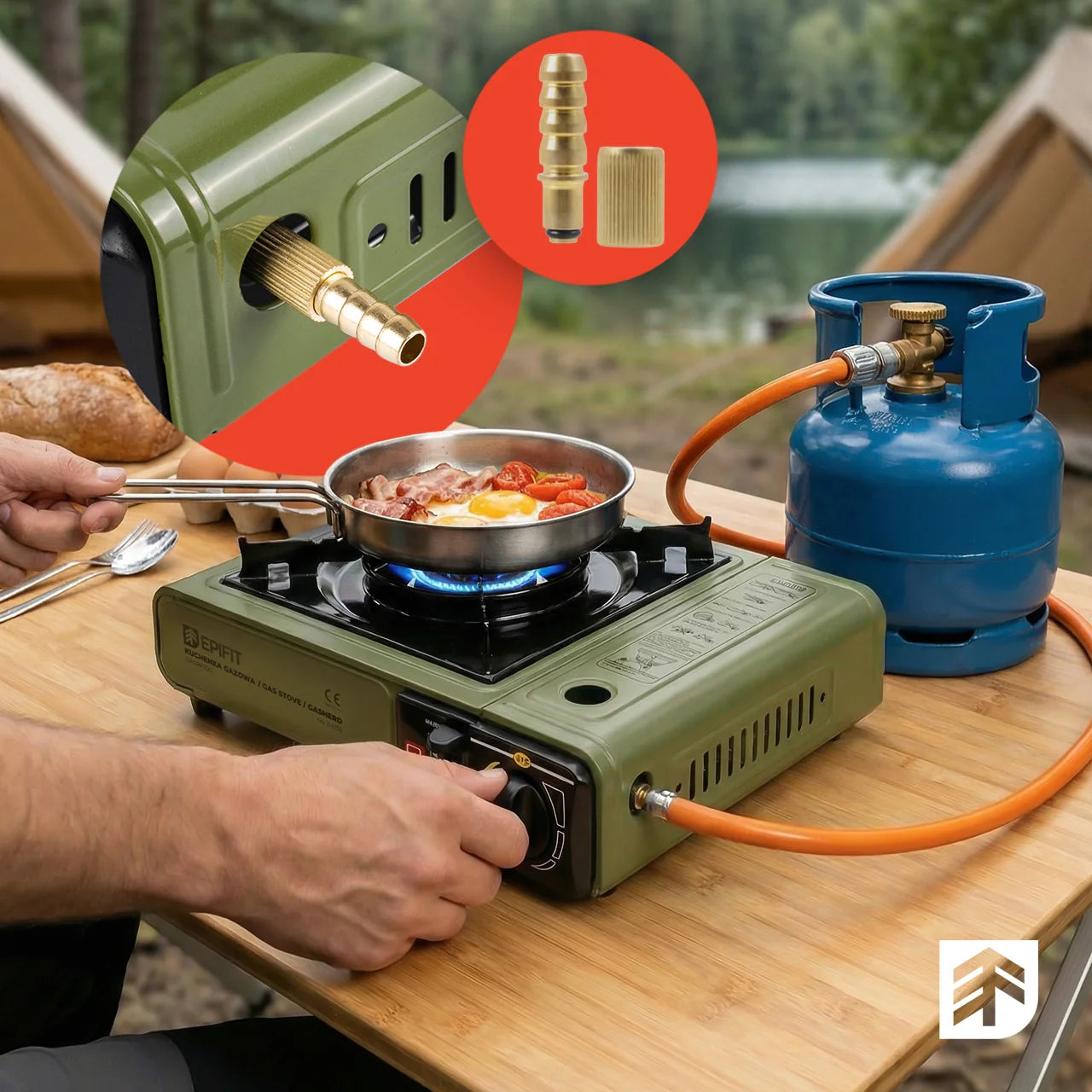 Aragaz pentru camping cu 1 arzator SPARK100, verde, MalTec 114159