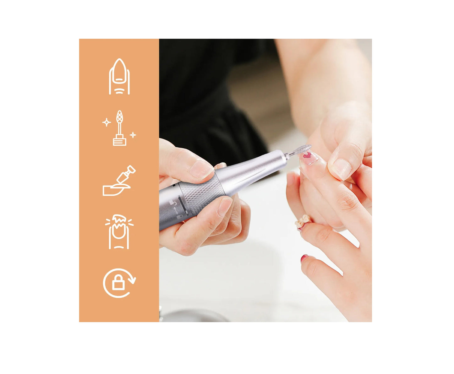 Set Pila electrica pentru unghii cu 12 freze interschimbabile Beauty ND6, 50 W, MalTec 112099