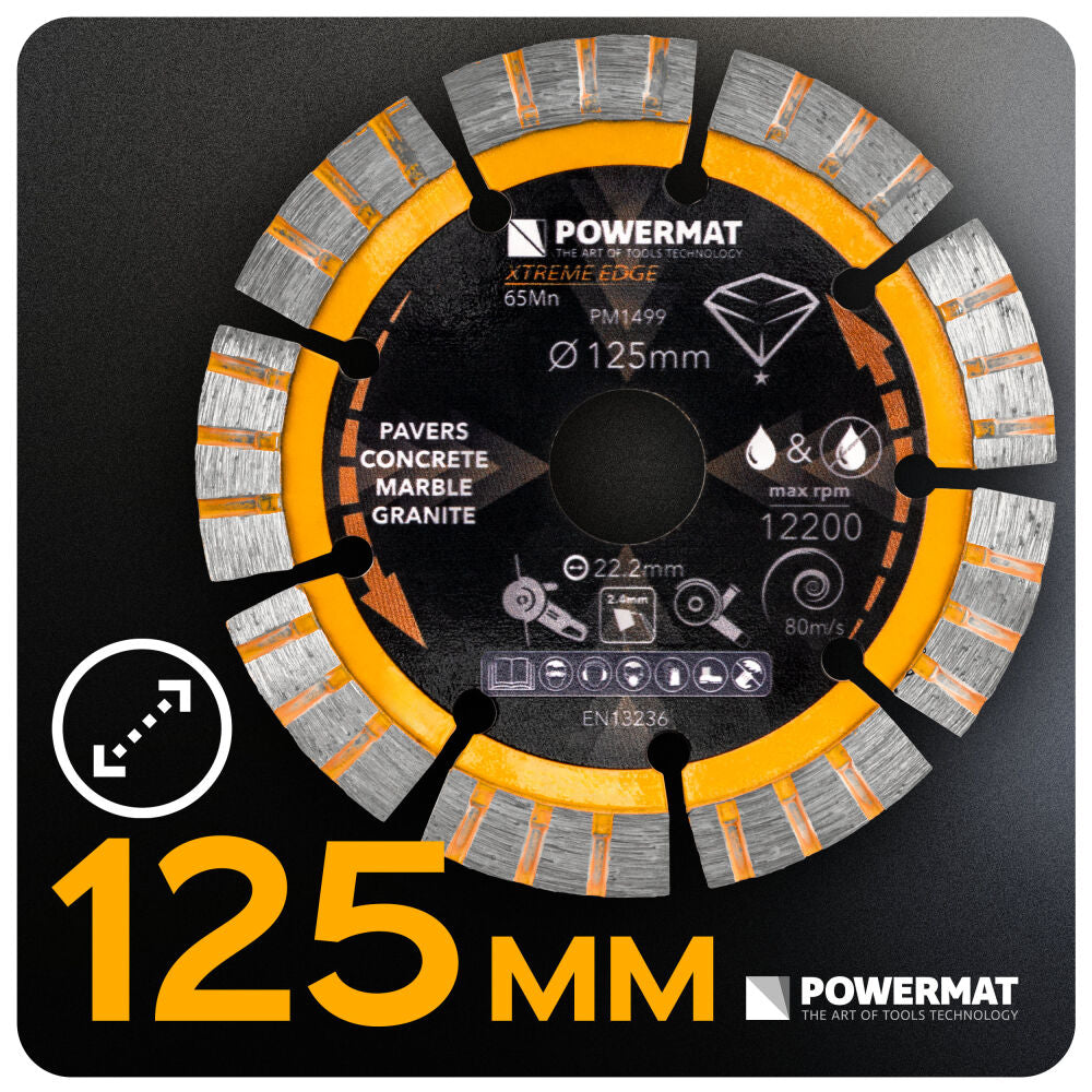 Disc diamantat segmentat PM-TDCS-1255T, 125 mm, Powermat PM1499