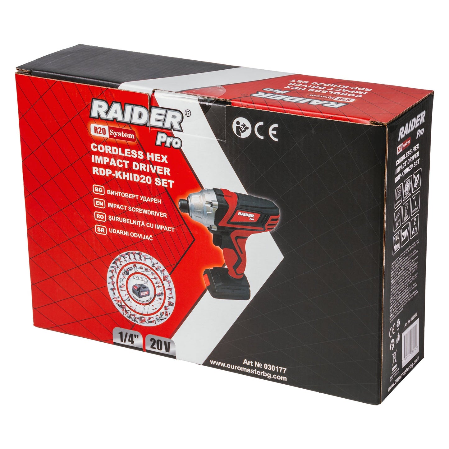 Masina de insurubat cu impact RDP-KHID20, HEX, 1 / 4", 140 Nm, 2 Ah, Raider 030177