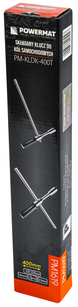 Cheie pliabila in cruce pentru roti PM-KLDK-400T, 1/2", chei tubulare incluse, Powermat PM1619