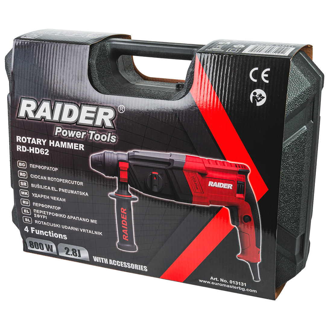 Ciocan rotopercutor RD-HD62, 800 W, 26 mm, 2.8 J, 4 functii, Raider 013131