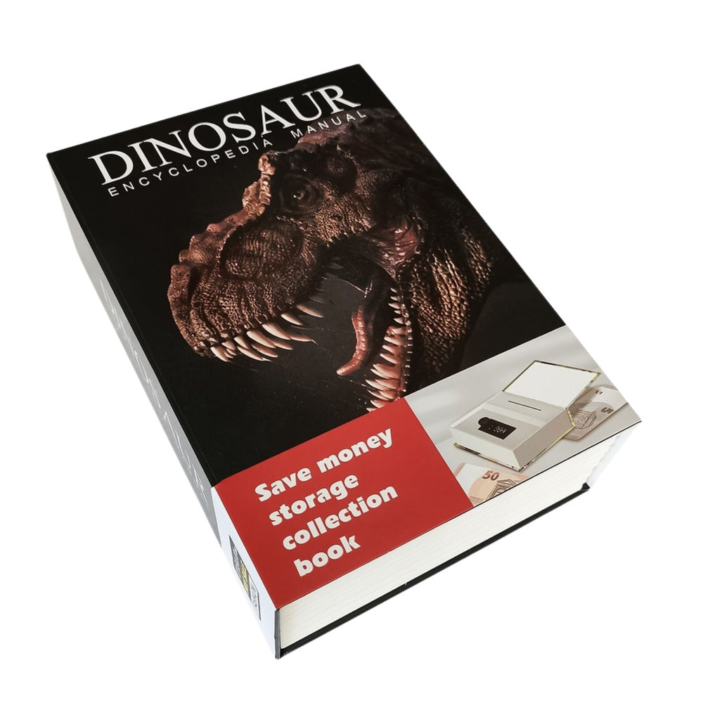 Cutie de valori Carte cu dinozauri, negru, 18,5 × 13 × 6 cm, Lean 23490