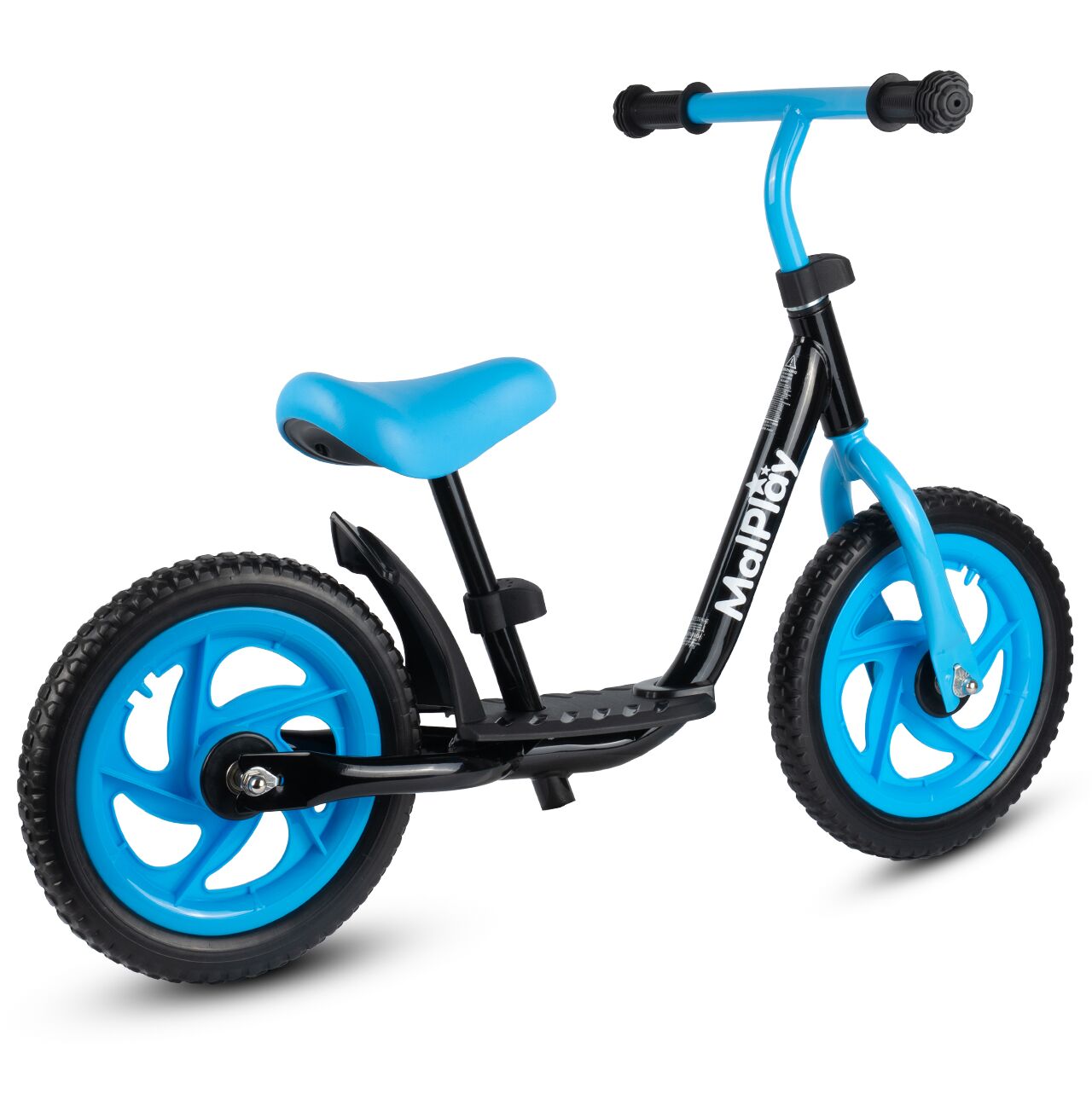 Bicicleta pentru copii fara pedale, roti EVA, 12", negru / albastru, MalPlay 111340