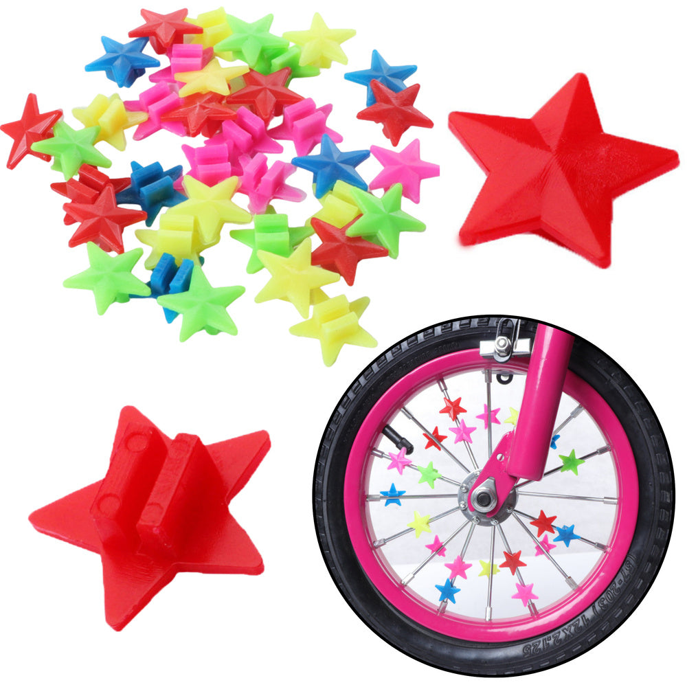 Set margele pentru spite bicicleta, stele colorate, 2 cm, 35 bucati, Lean 25201