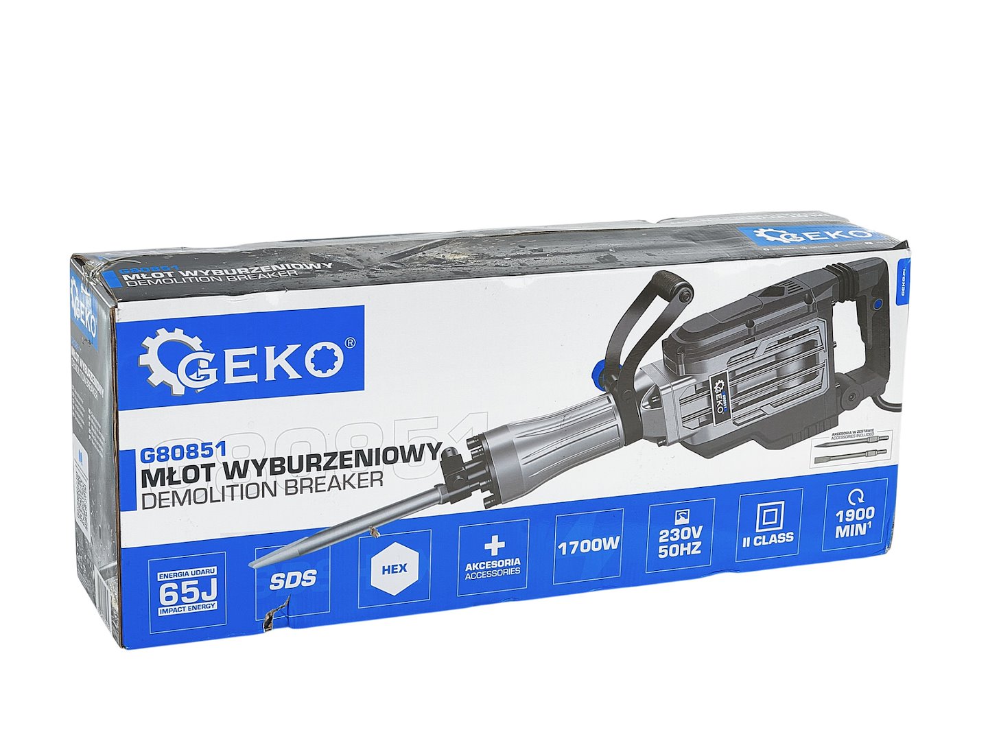 Ciocan demolator cu accesorii, 1700 W, 65 J, Geko G80851