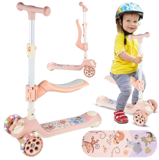 Trotineta cu 3 roti 3 in 1, roz, MalPlay 112334