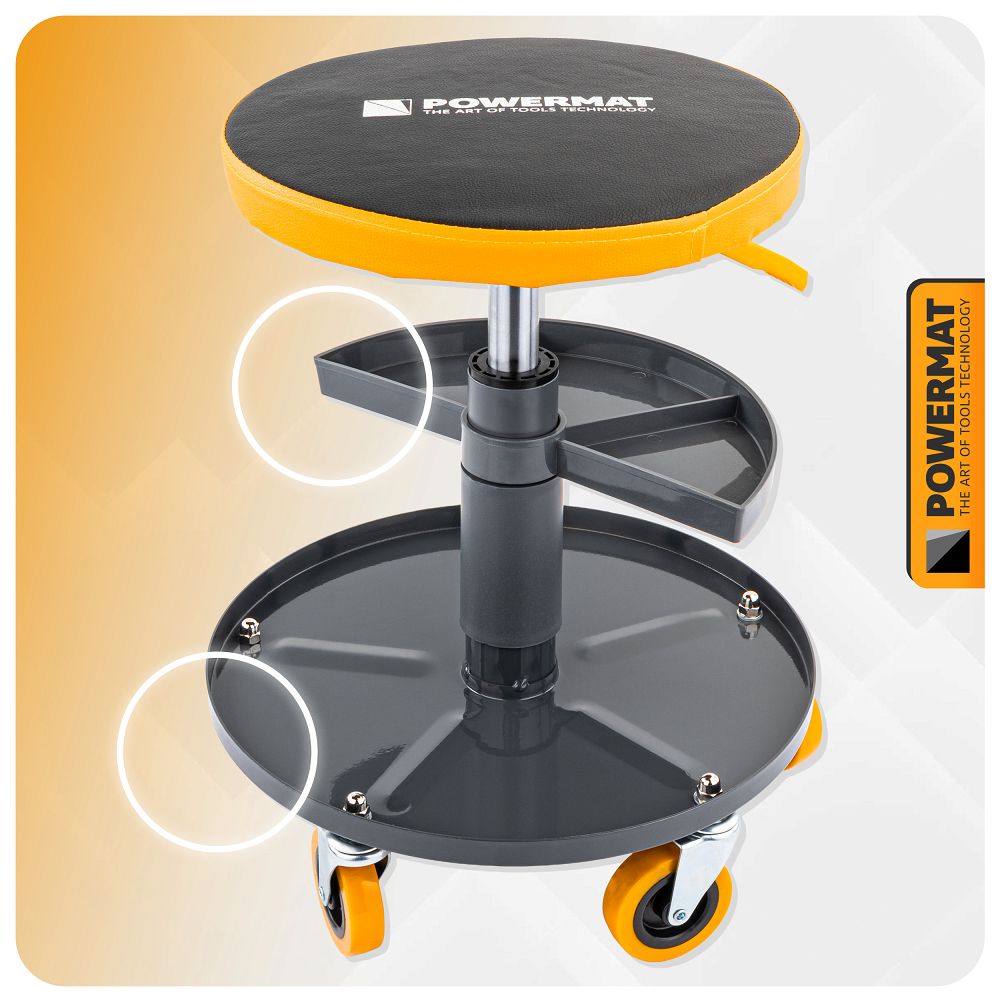 Scaun telescopic pentru atelier PM-SWA-150T, 400-520 mm, Powermat PM1455