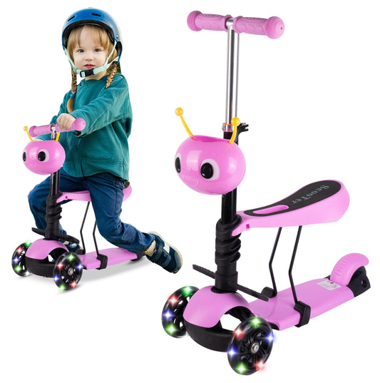 Trotineta cu 3 roti cu scaun si cos Ladybug, roz, MalPlay 111337