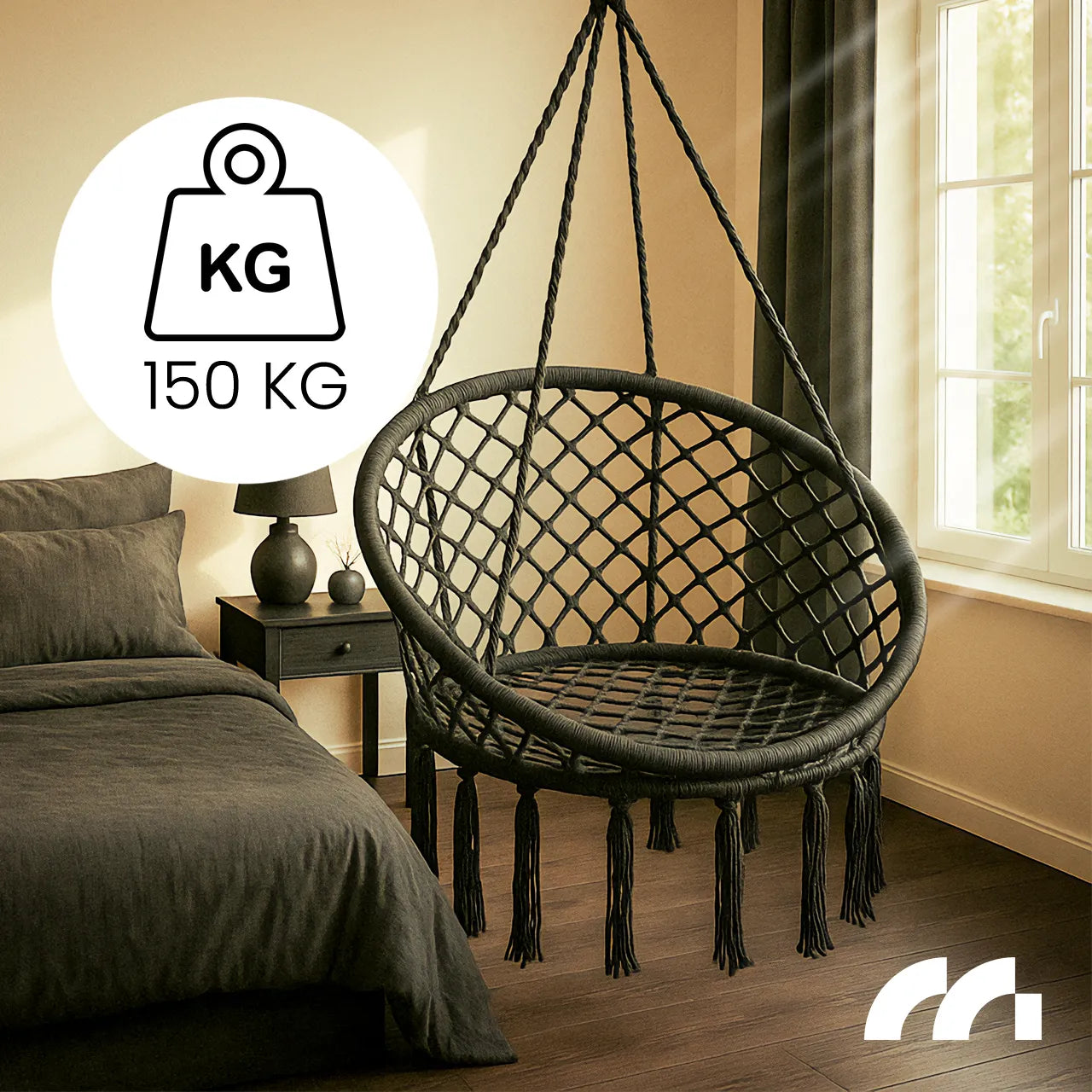 Leagan suspendat de gradina, negru, capacitate maxima 150 kg, MalTec 112748