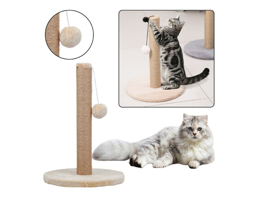 Zgarietor pentru pisici cu sfoara de sisal si snur cu pompon, 40 x 30 cm, Lean 20914