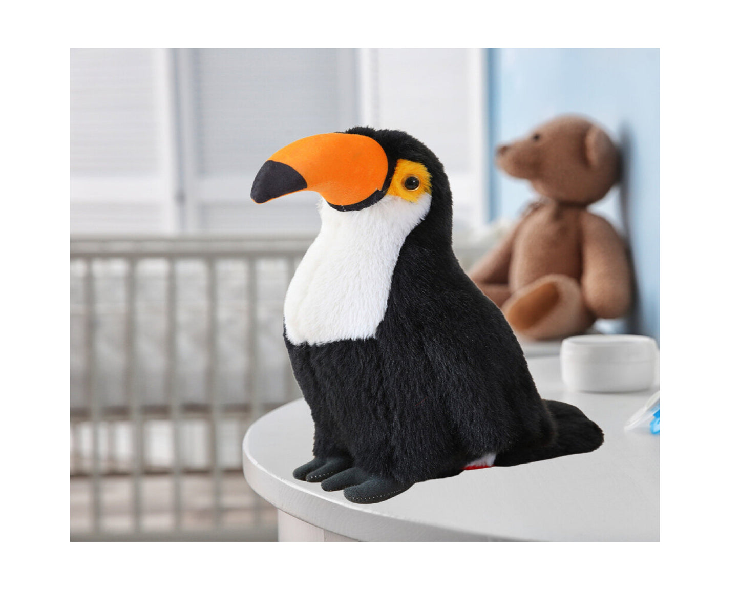 Tucan de plus, negru / alb / portocaliu, 30 cm, Lean 13819