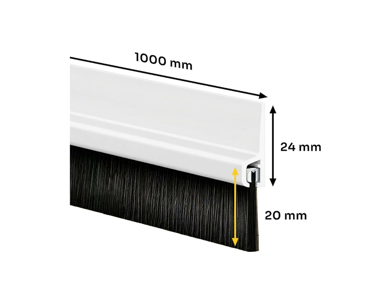 Banda perie autoadeziva pentru usa, 2cm x 100cm, alb, Keltin K02960A