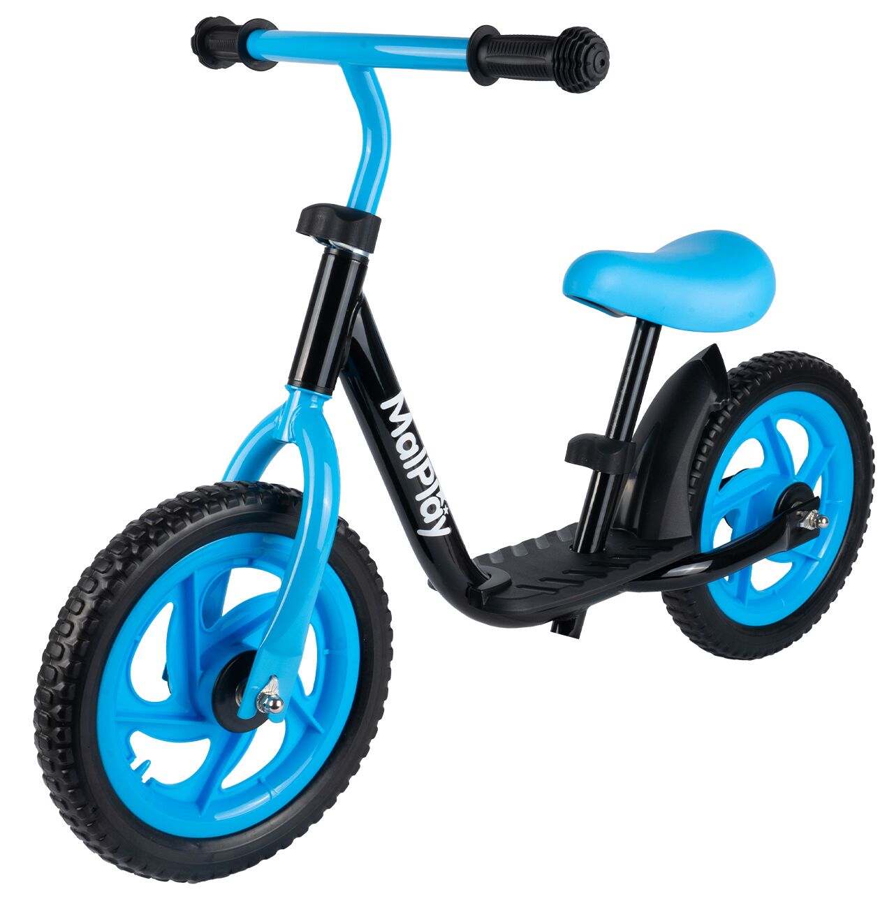 Bicicleta pentru copii fara pedale, roti EVA, 12", negru / albastru, MalPlay 111340