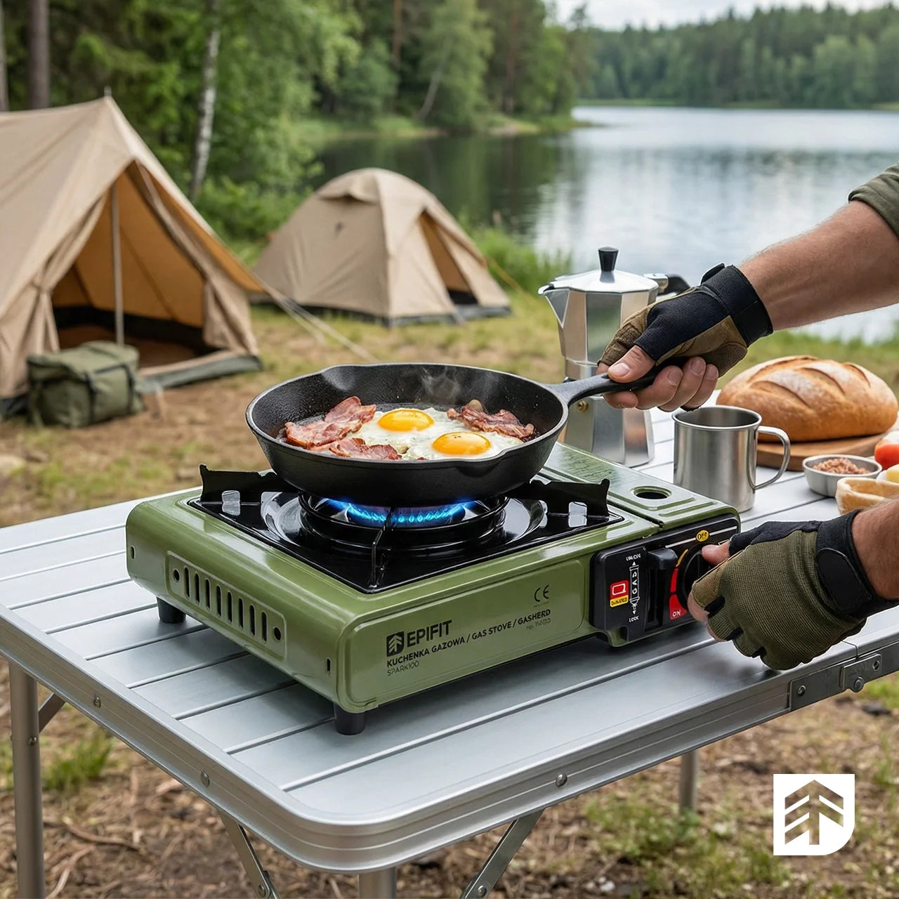Aragaz pentru camping cu 1 arzator SPARK100, verde, MalTec 114159