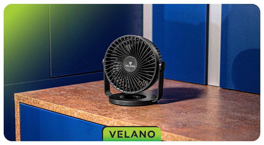 Ventilator de birou cu baterii Velano, negru, 1200 mAh, Powermat VELWEBS0011