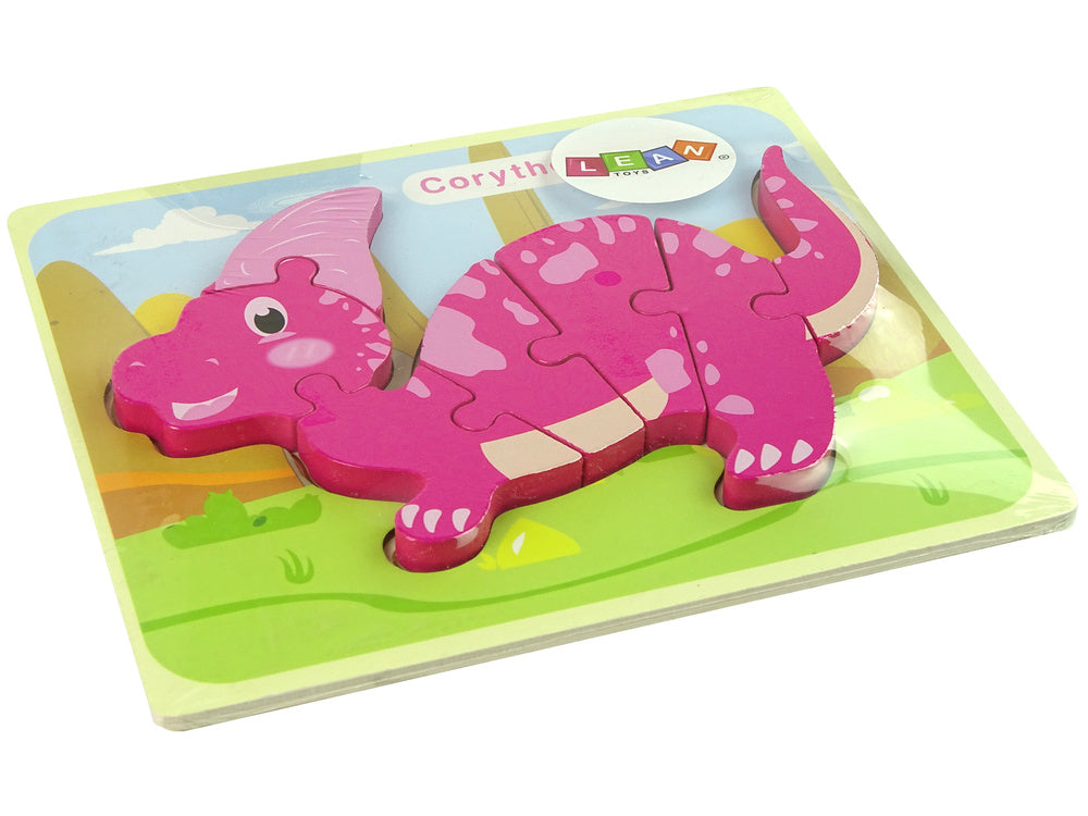 Puzzle interactiv din lemn cu dinozaur roz, Lean 10344