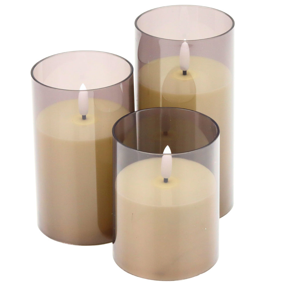 Set lumanari electrice LED cu telecomanda, culoare calda, 3 bucati, Lean 28675