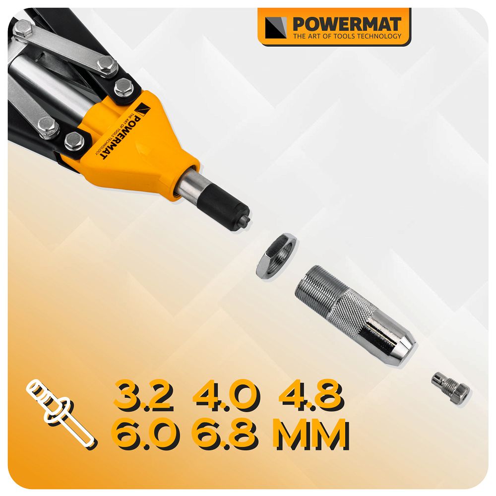 Cleste pentru nituire PM-NIR-525T, 525 mm, 3.2-6.4 mm, Powermat PM1450