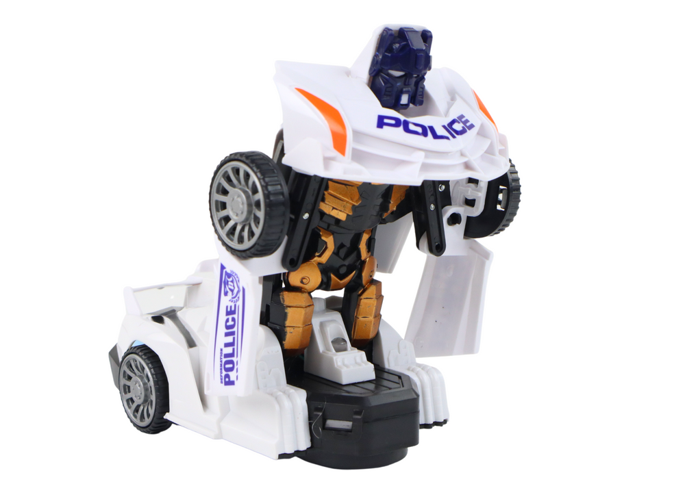 Masina-robot politie 2 in 1, efecte luminoase si sonore, 16 x 7 cm, Lean 16261
