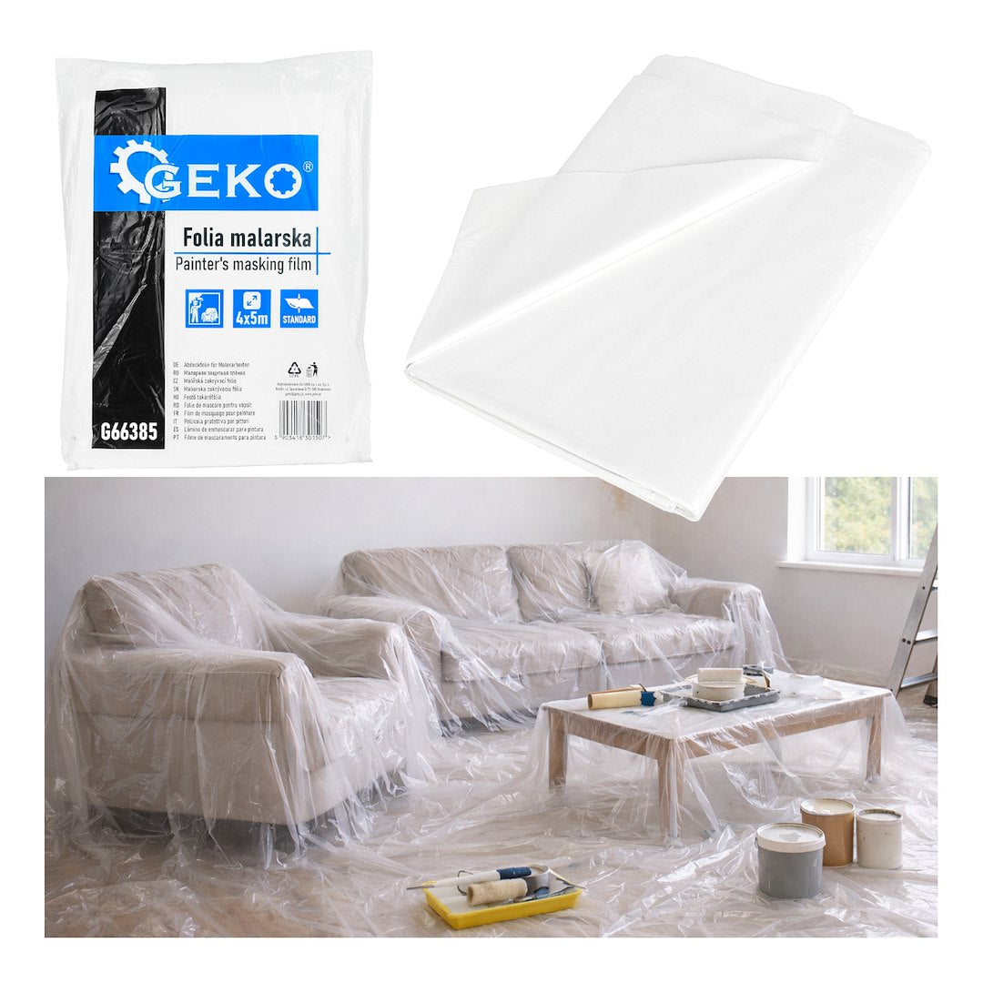Folie de protectie standard pentru vopsit, 4 x 5 m, Geko G66385