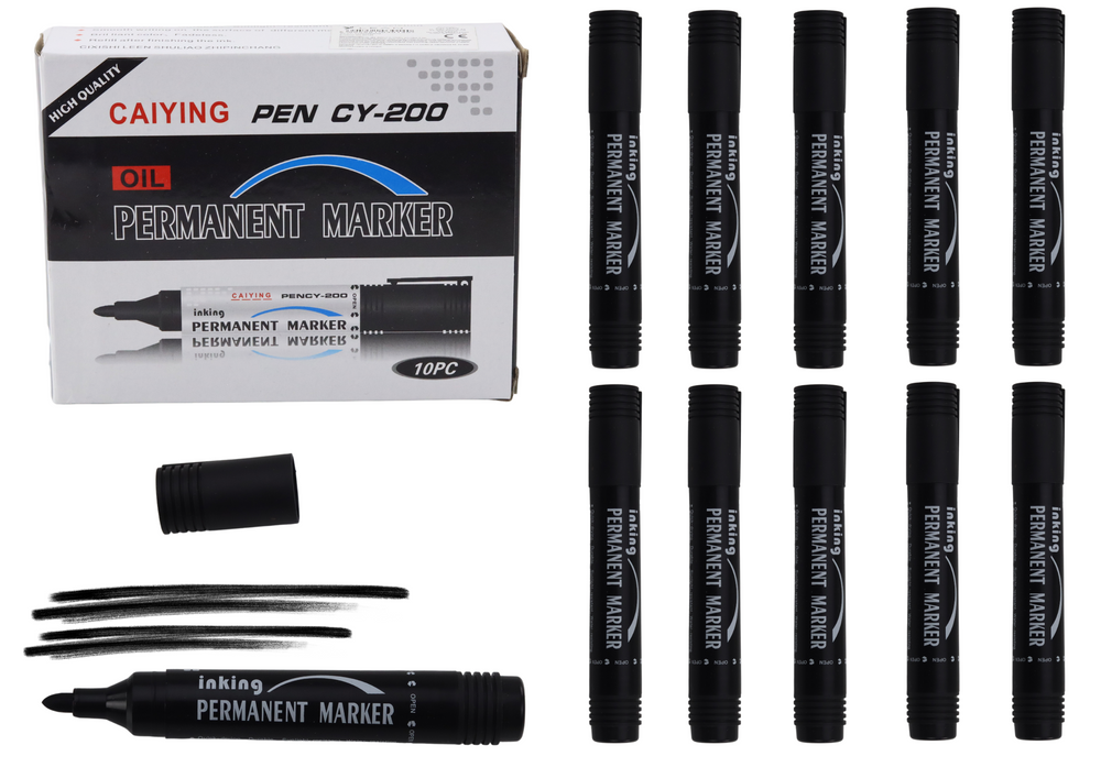Set markere permanente negre, 13 x 10 x 4 cm, Lean 20726