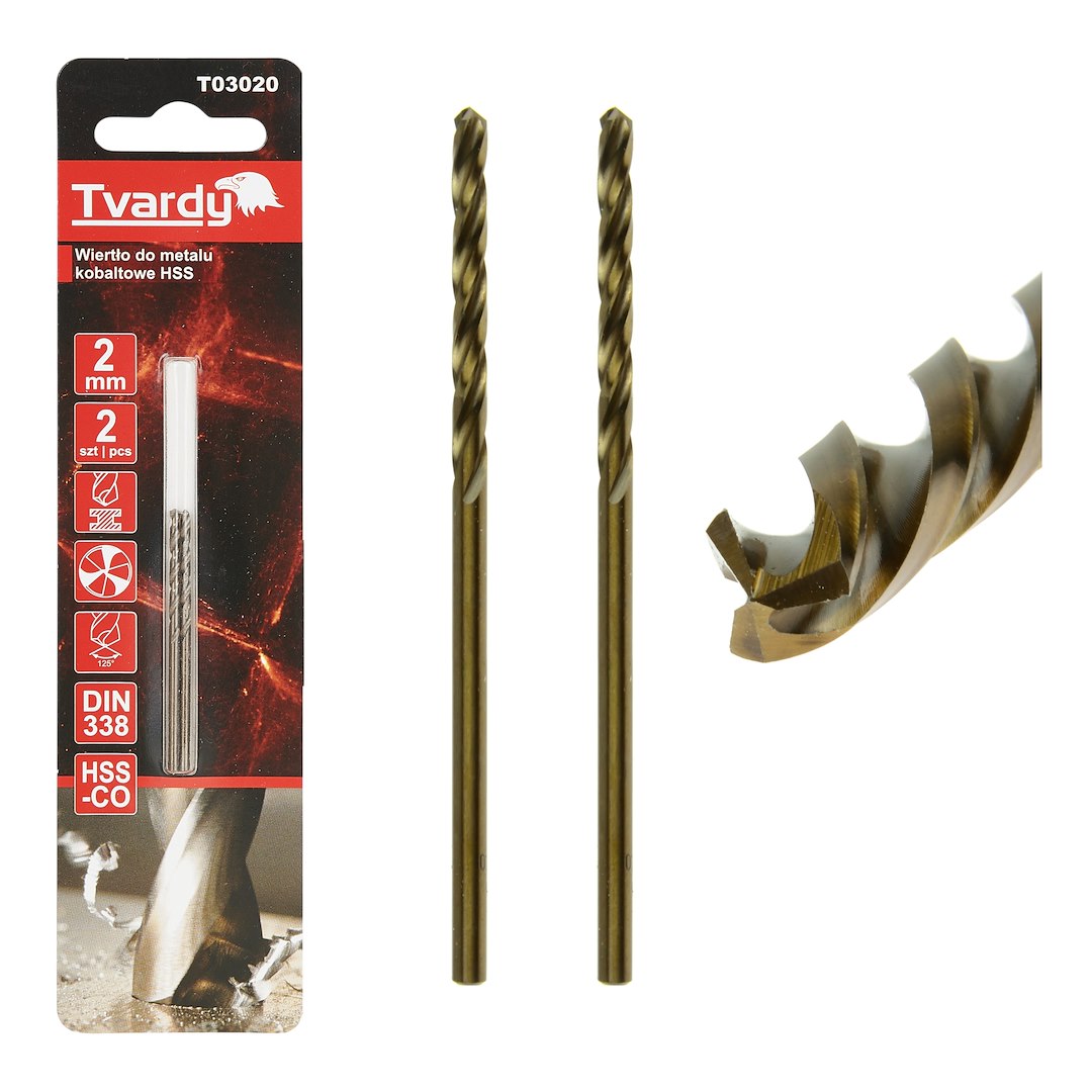 Set burghie HSS pentru metal, M35, 2 bucati, Tvardy T03020