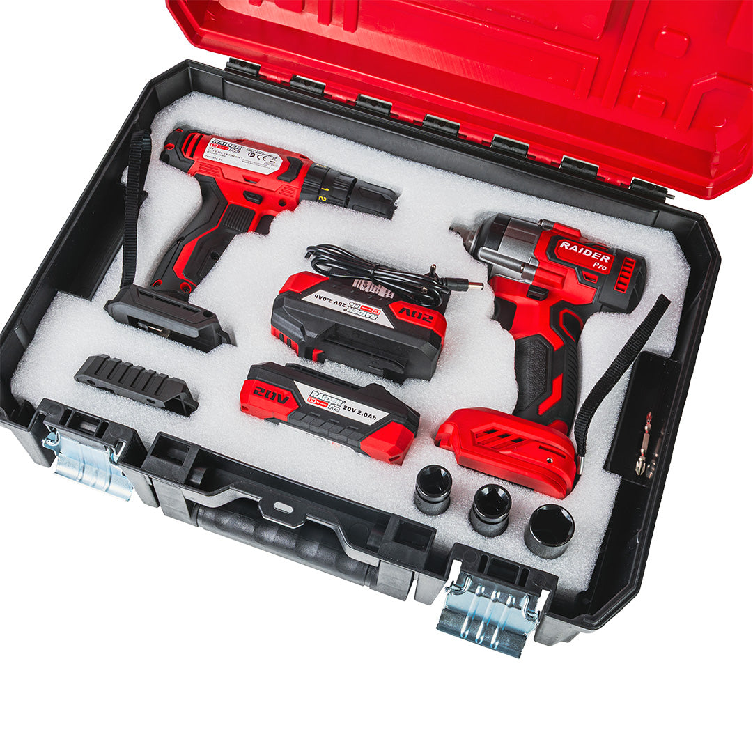 Set masina de insurubat cu impact si cheie de impact RDP-PCDIW20, 1 / 2", 320 Nm, 2 x 2 Ah, Raider 030253