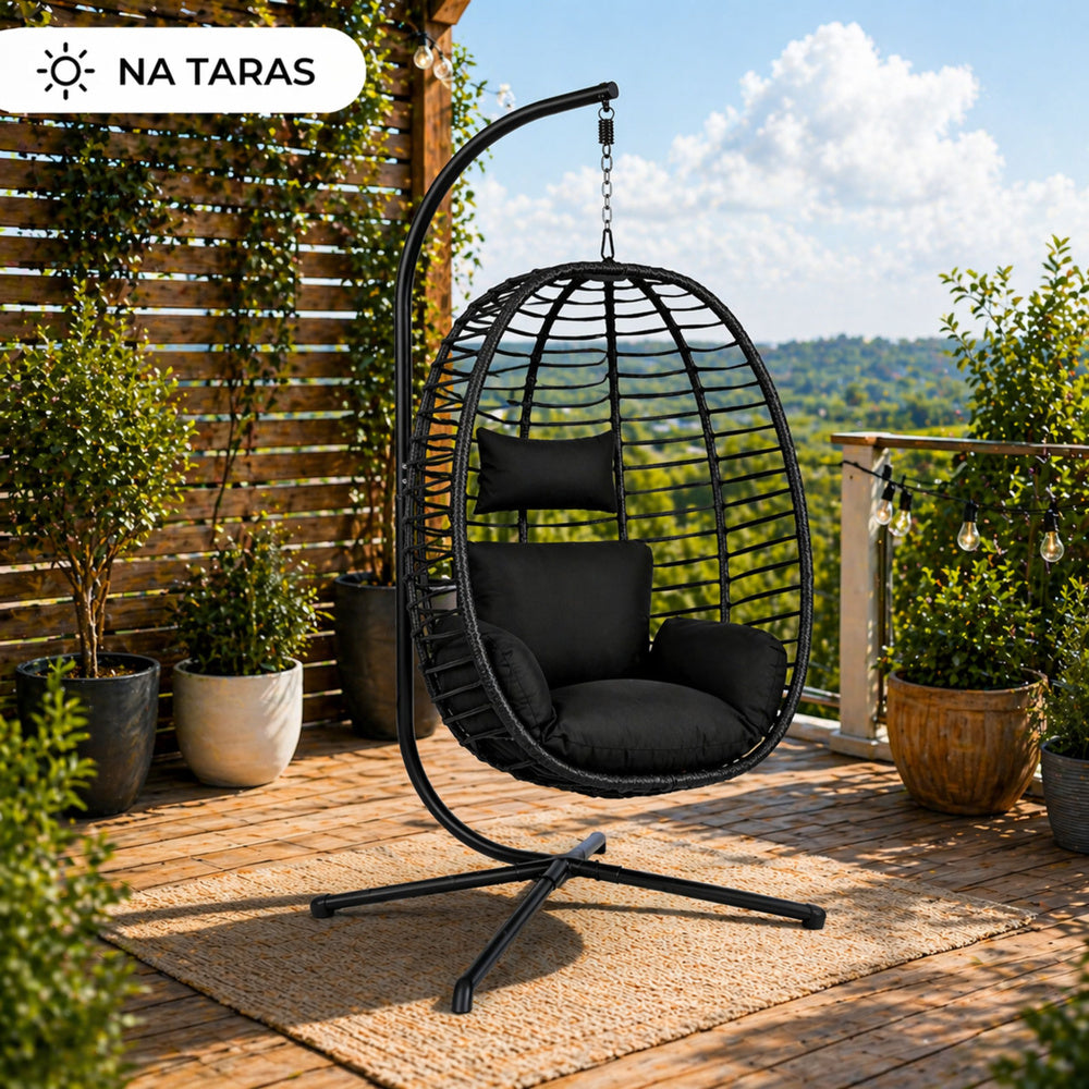 Balansoar suspendat de gradina Cocoon, negru, 194 cm, Lean 30646