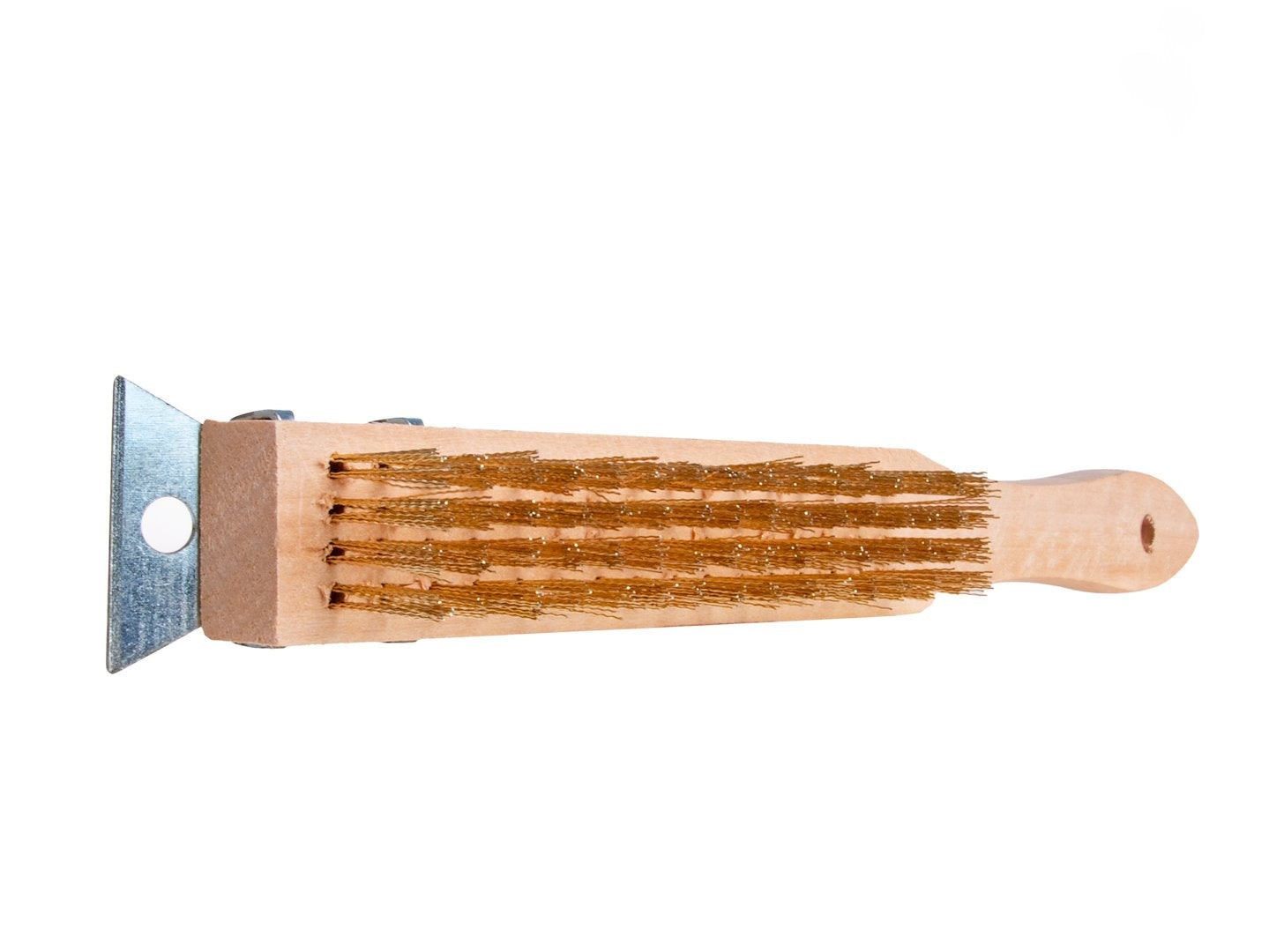 Perie pentru indepartarea ruginii, maner din lemn, 4 randuri de peri de sarma si racleta, Geko G00737