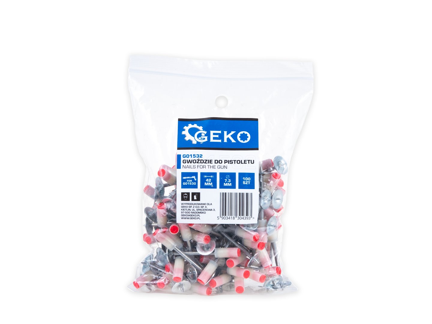 Set cuie pentru pistol pneumatic, 100 bucati, 42 mm, Geko G01532