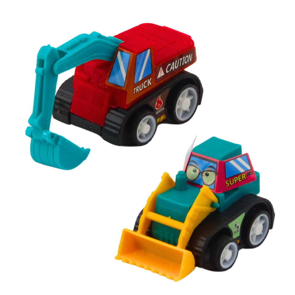 Set 6 autovehicule de constructie cu actionare pull back, 5 x 5 x 3 cm, Lean 25058