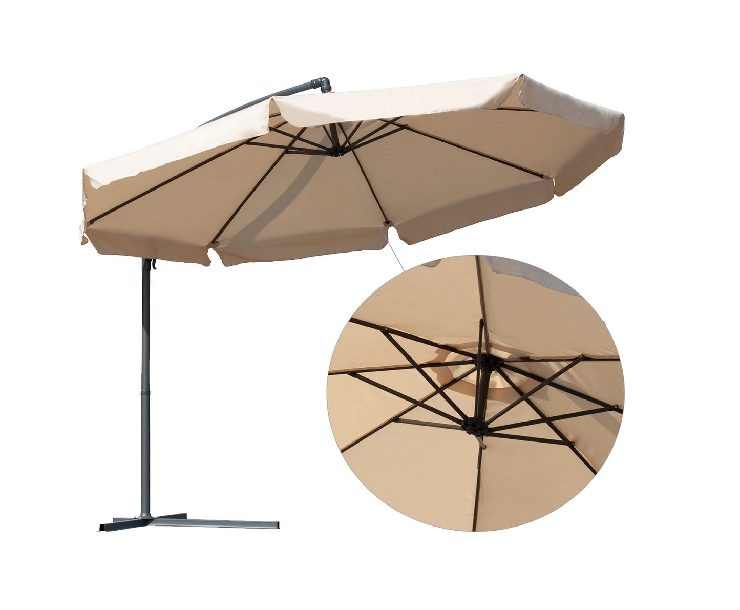 Umbrela de gradina pliabila cu husa Sunwaal, 350 cm, bej, MalTec 112650