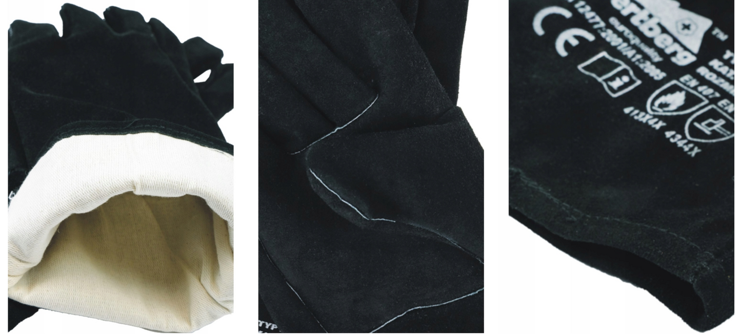 Manusi de sudura din piele Wertberg RSW Black - Marimea 10 (L/XL), protectie termica, piele bovina, Harder HD1774
