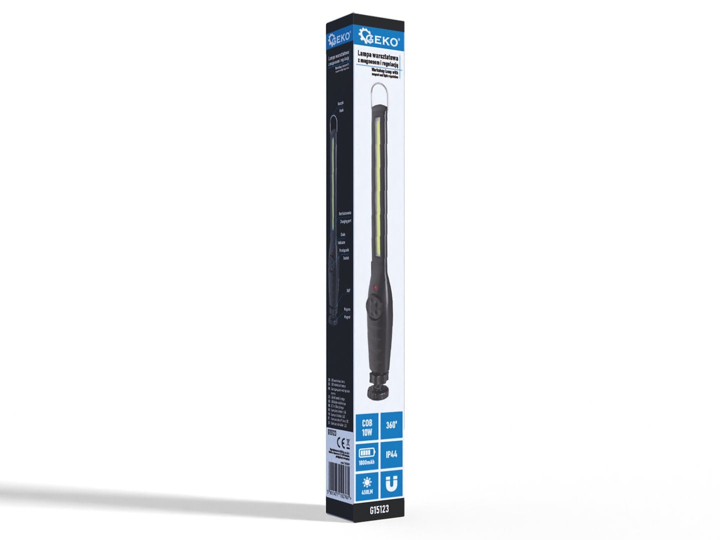 Lampa de atelier cu magnet LED COB si reglare a luminii, 10 W, 1800 mAh, 450 lm, IP44, Geko G15123