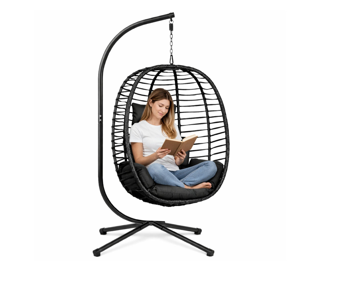 Balansoar suspendat de gradina Cocoon, negru, 194 cm, Lean 30646