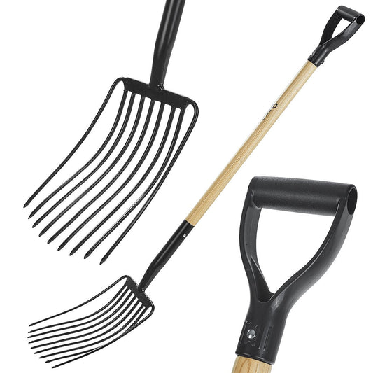 Furca pentru cartofi cu 9 dinti, maner din lemn, 135 cm, Geko G66543