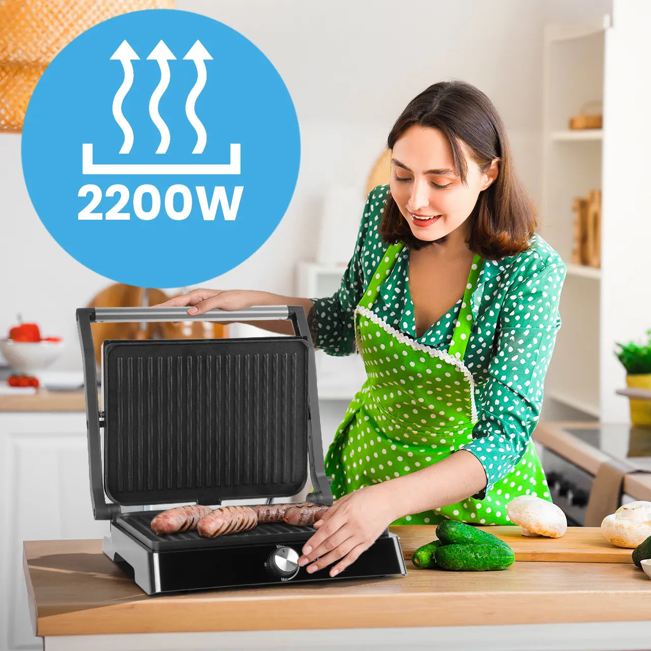 Gratar electric pentru sandwich SM3000, 2200 W, MalTec 113328