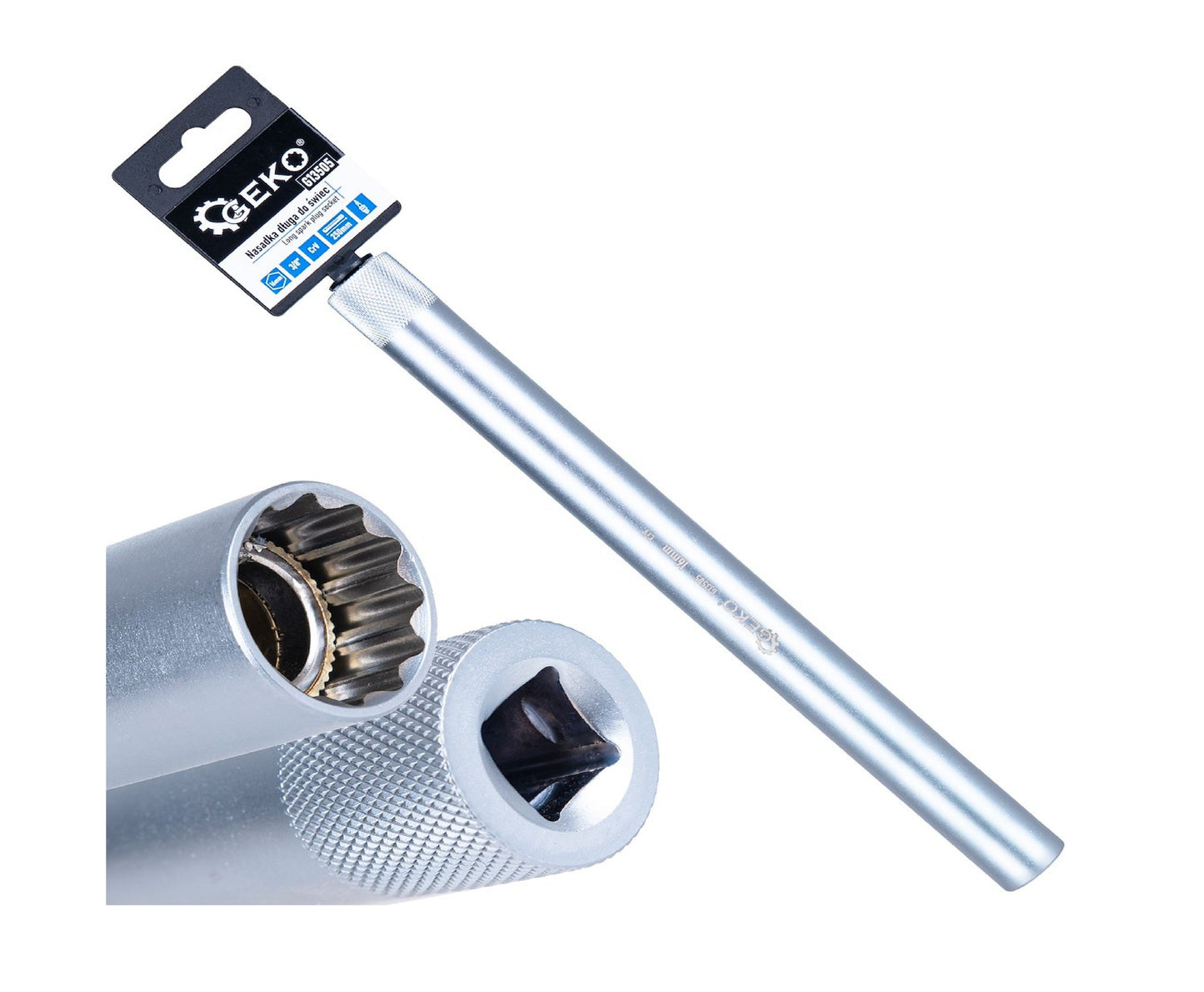Cheie tubulara pentru bujii, 16 mm, 3 / 8", 250 mm, Cr-V, Geko G13505